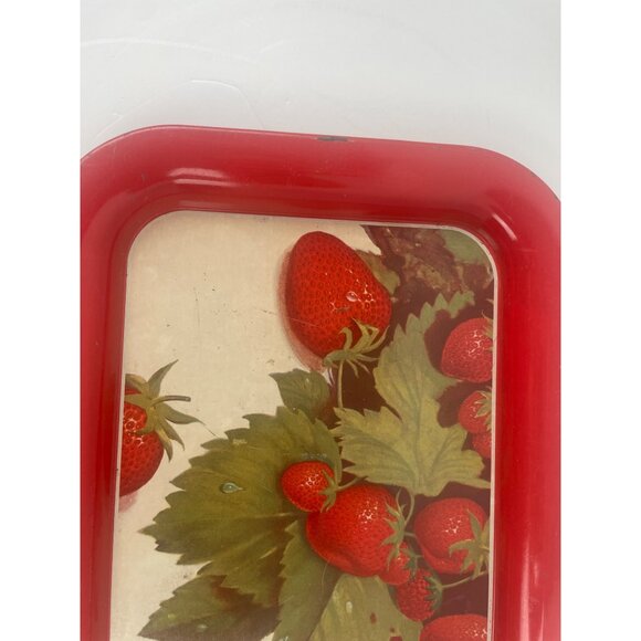 Vintage Rectangular Metal Tray Strawberry Design 14" x 9" Retro Kitchen Decor - Picture 6 of 7